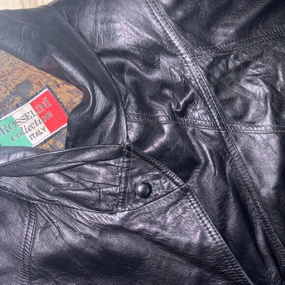 Vintage Rosselini Black Genuine Leather Jacket S - Picture 9 of 13